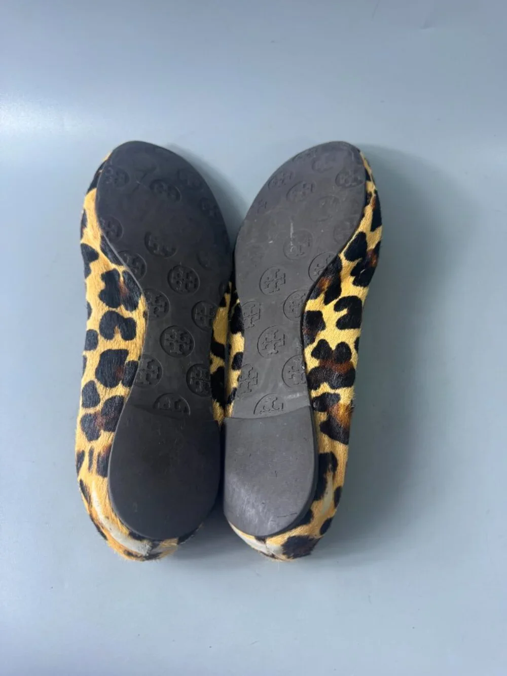 Tory Burch Reva Leopard Calf Hair Animal Print Ballet Flats, Size 9 1/2